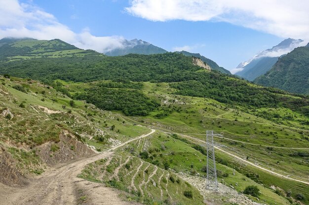 A mountain valley in the gorge of the CherekBalkar River in the vicinity of the Gymyhli tract Caucasus 2021