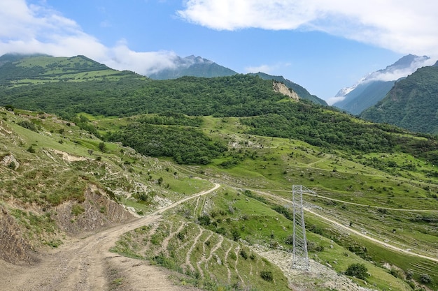 A mountain valley in the gorge of the CherekBalkar River in the vicinity of the Gymyhli tract Caucasus 2021