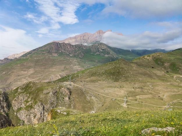 A mountain valley in the gorge of the CherekBalkar River in the vicinity of the Gymyhli tract Caucasus 2021