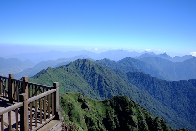 Mountain valley road landscape with balcony