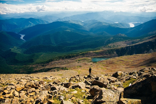 Mountain view with river in Sayan Russia High quality photo