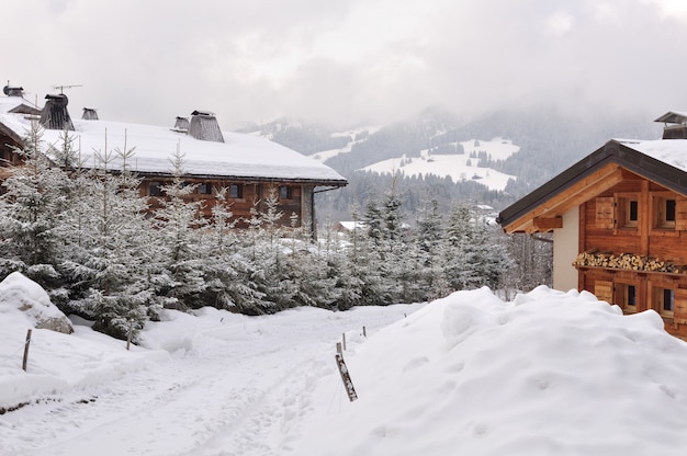 Mountain village in winter 