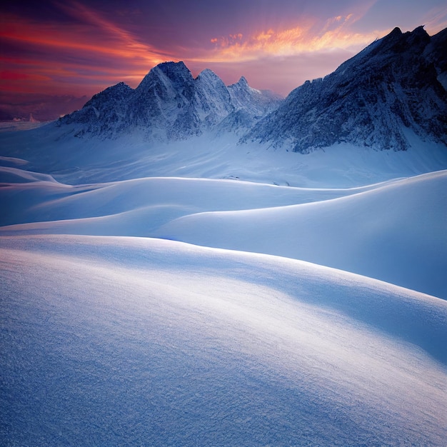 Mountain winter landscape Snow covered mountains