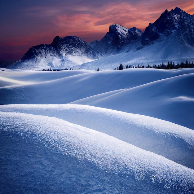 Mountain winter landscape Snow covered mountains