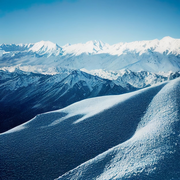 Mountain winter landscape Snow covered mountains