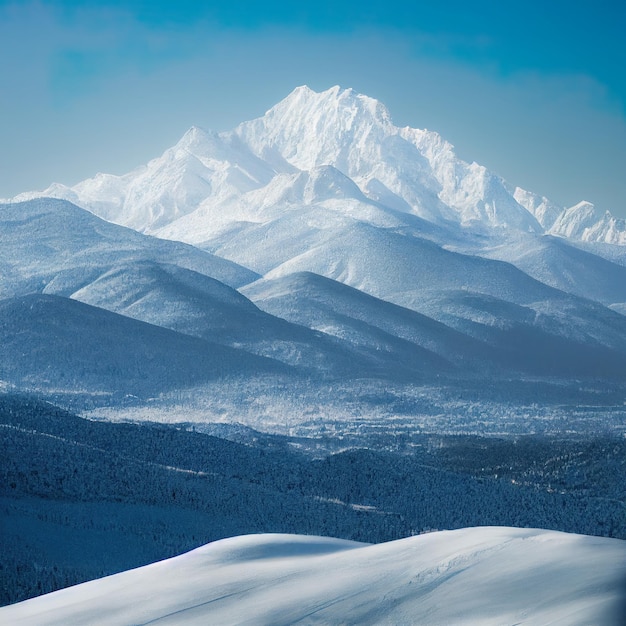 Mountain winter landscape Snow covered mountains