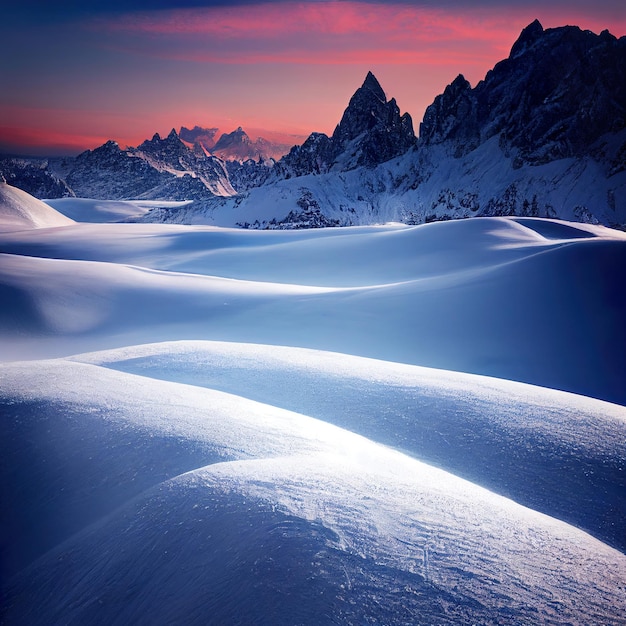 Mountain winter landscape Snow covered mountains