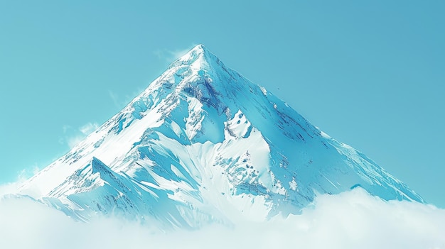 a mountain with a blue top and a blue sky with clouds