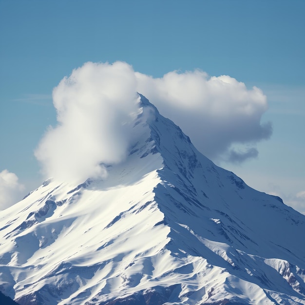 a mountain with a cloud in the sky and a mountain in the background