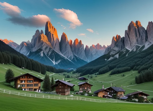 Photo a mountain with houses and mountains in the background