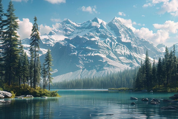 a mountain with a lake in the background and a mountain in the background