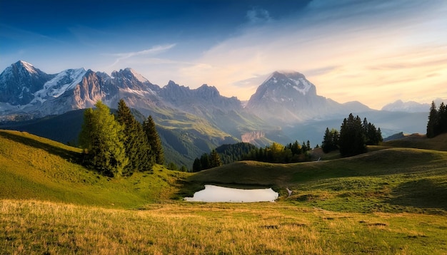 a mountain with a lake in the background