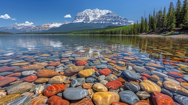 Photo a mountain with a lake in the background