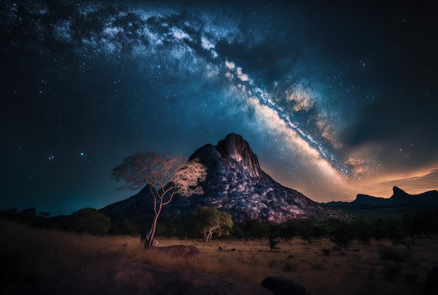 Mountain with the Milky Way in Phu Hin Rong kla National Park Thailands phitsanulok