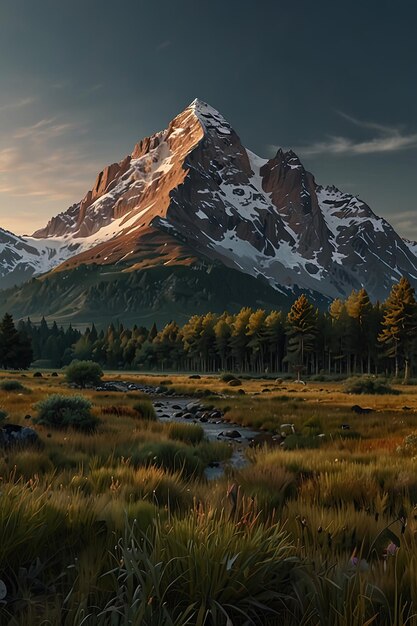 a mountain with a mountain in the background