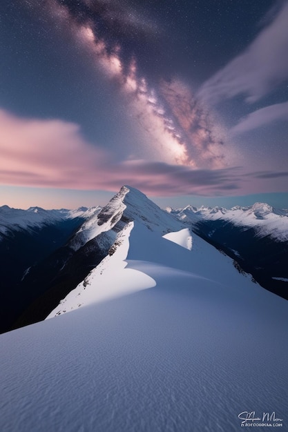 a mountain with a pyramid on it and a mountain in the background