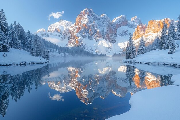 a mountain with snow on it and a lake in the background