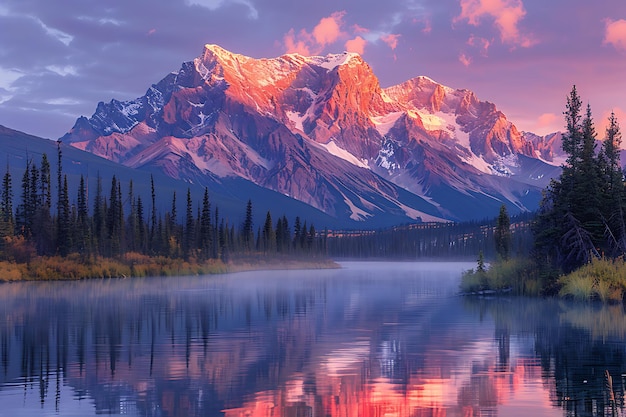 Photo a mountain with a sunset in the background