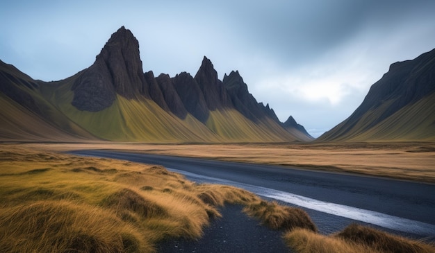 a mountain with a yellow and green color