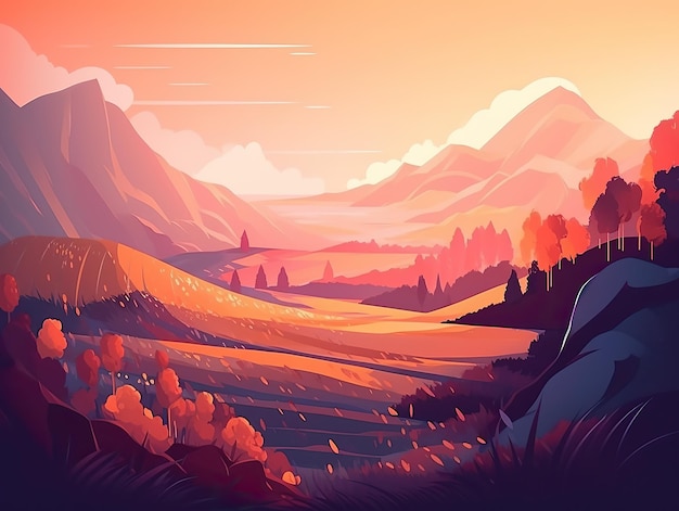 The mountains are in the background outdoor explore travel illustration