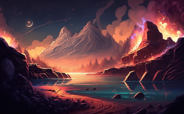 The mountains are burning in the background, Streaming background