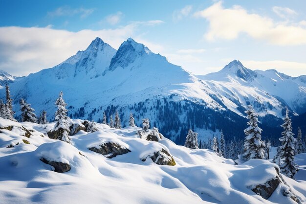 Photo mountains are covered in snow precise style