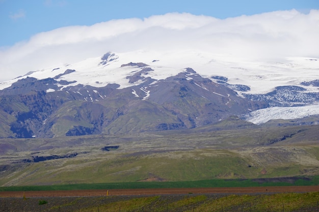 Mountains covered with snow in Iceland