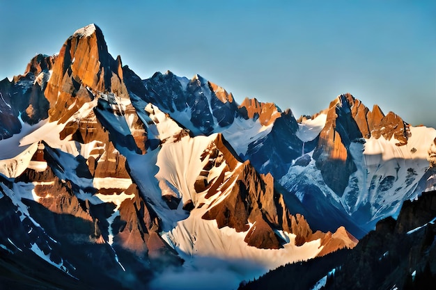 The mountains of the french alps are covered in snow