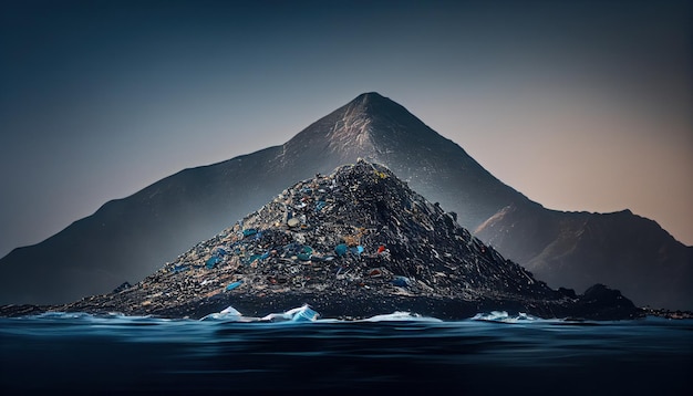 Mountains of garbage in the ocean Save the ocean Al generated