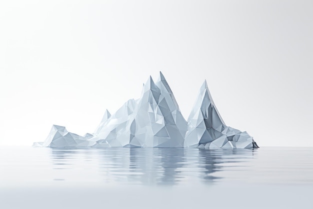 Mountains or iceberg reflected in water abstract polygonal background Generative AI