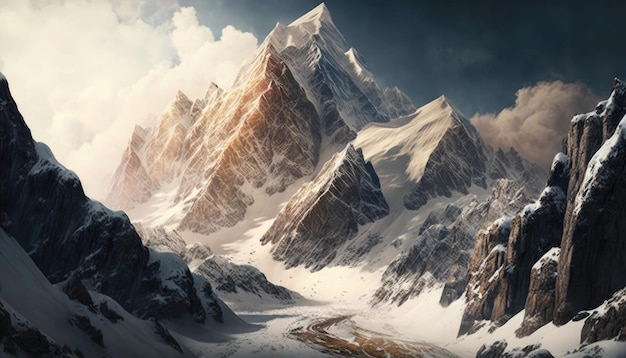 Mountains illustration by generative AI