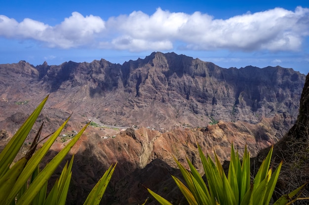 Mountains landscape panoramic view in Santo Antao island, Cape Verde