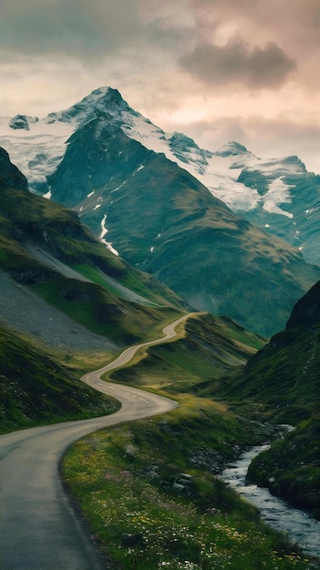 Mountains landscape with road