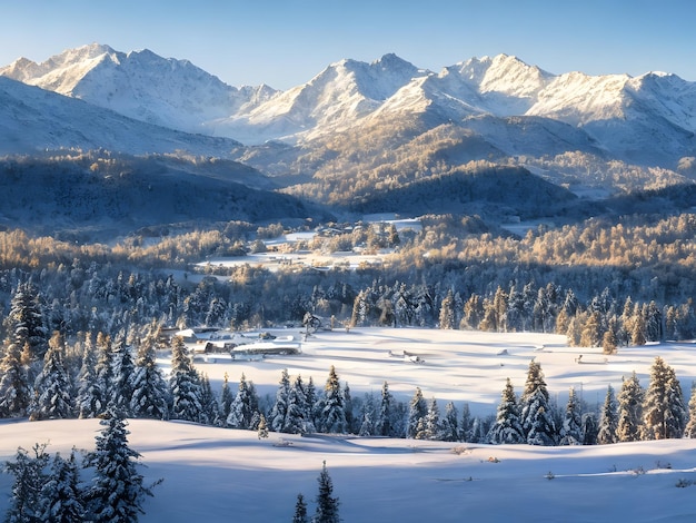 Mountains in a mysterious winter environment