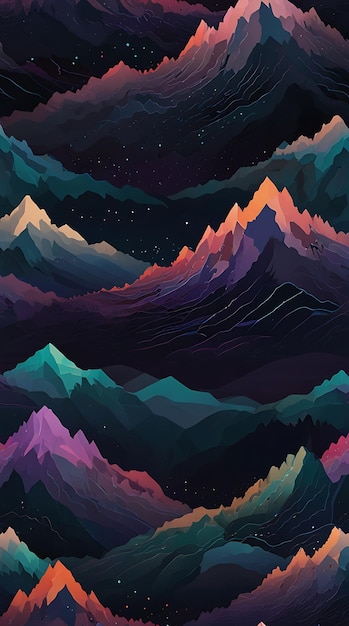 mountains in the night sky