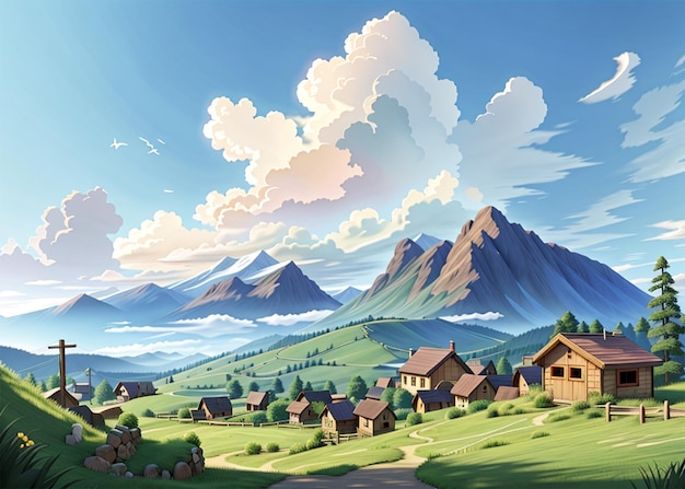 mountains open skies and charming village residences