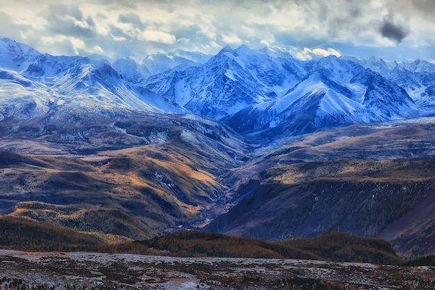 mountains snow altai landscape, background snow peak view