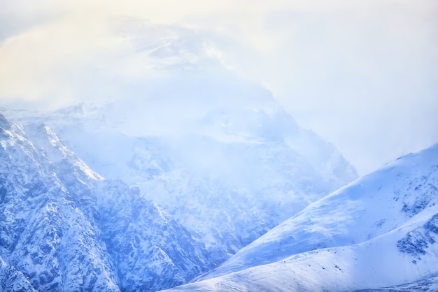 mountains snowy peaks, abstract landscape winter view