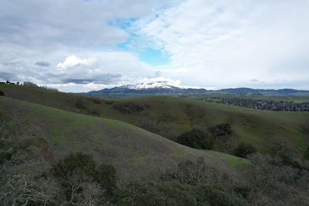 Mountains and wildflowers around San Ramon after a rain