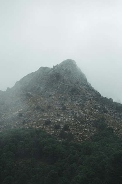 Mountains with fog on a rainy day