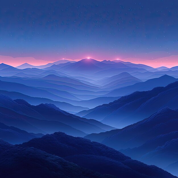 mountains with a sunset in the distance