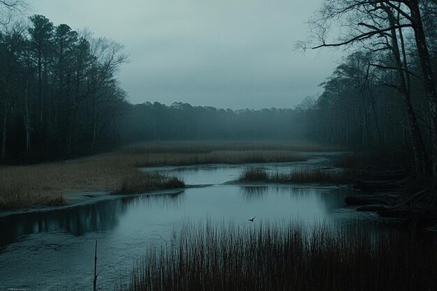 Mournful Twilight Over a Silent Marsh photo