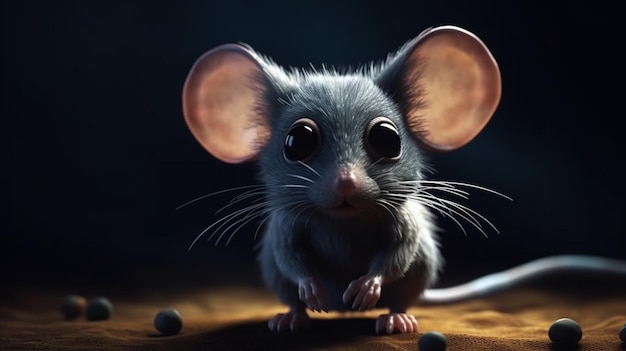 Mouse on black backgroundgenerative ai