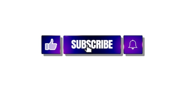 Mouse clicking like button subscribe button and bell notification in blue and purple colors Social media interface Illustration isolated on white background