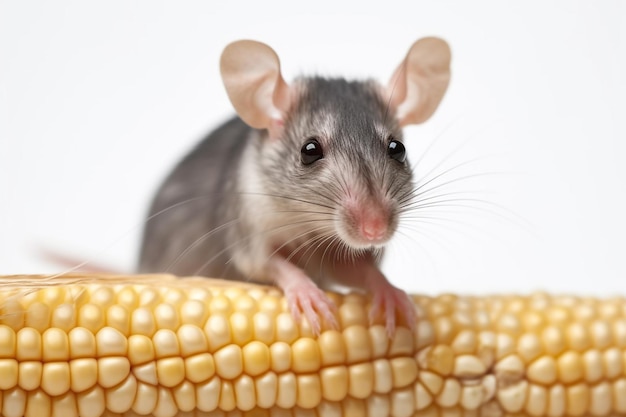 A mouse on a corn cob