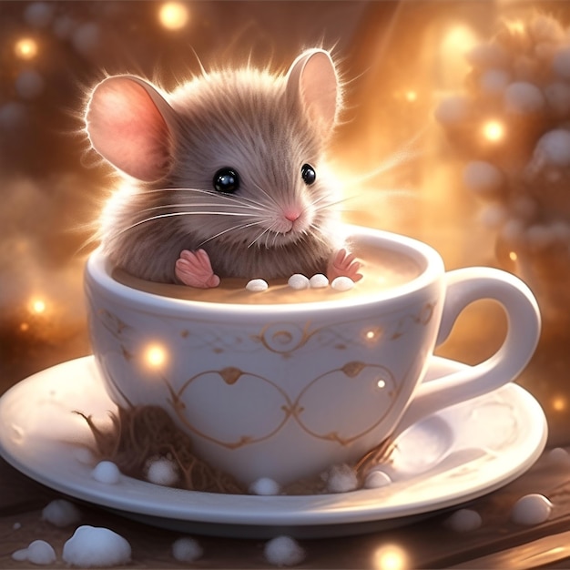 the mouse enters the coffee cup