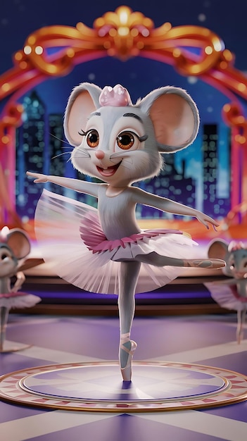 Photo a mouse is dancing on a stage with a mouse on it