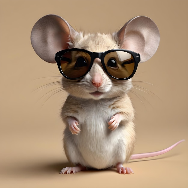 Photo a mouse wearing goggles with the eyes closed