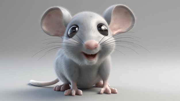 A mouse with a big smile on its face