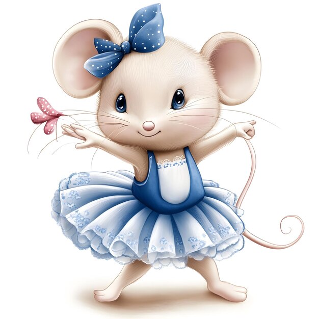 Photo a mouse with a blue bow on its back